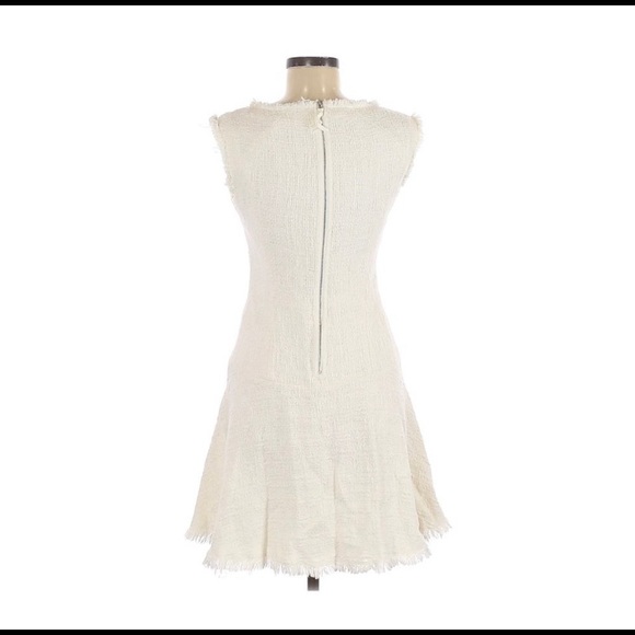 Rebecca Taylor Sleeveless Tweed Drop Waist Dress Creme White | Size 0 - Picture 2 of 11
